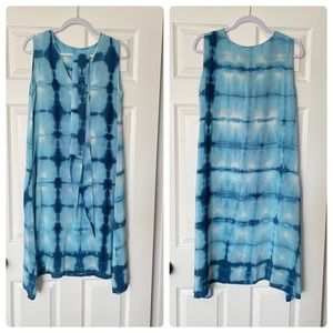 Shibori Silk Midi dress with waist tie